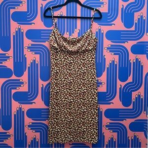 BCBG MaxAzaria Retro Square Print 90s Midi Dress